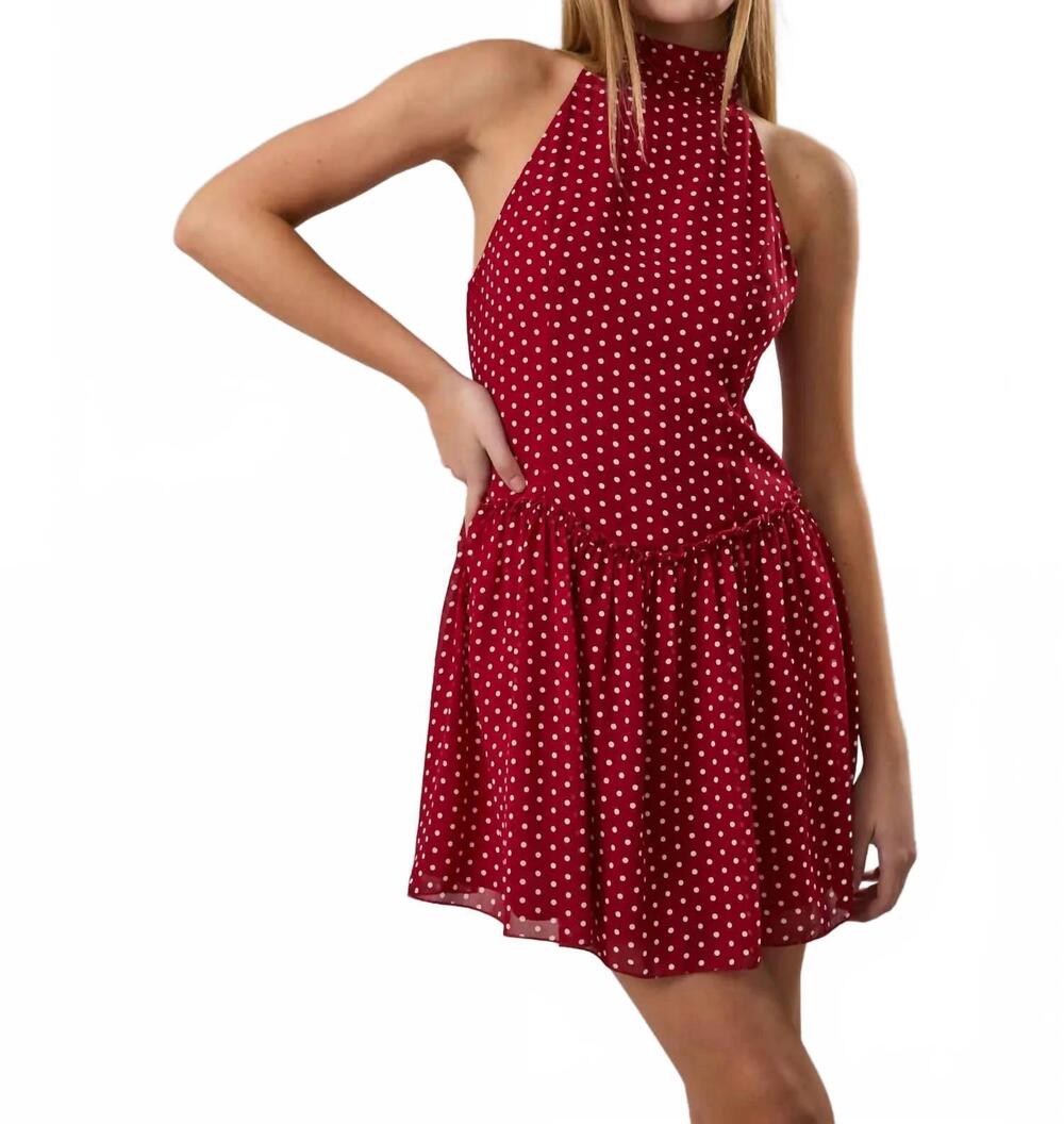 NEW LE LIS dotting on you mini dress in red